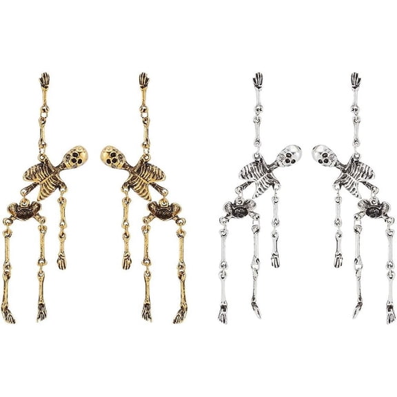 2 Colors Dangle Long Stud Earrings Spooky Dangle Earrings Scary Dead Bones Earrings Punk and Gothic Earrings Party Earrings for Women for DIY