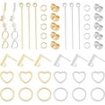 thumbnail image 1 of About 2 Colors Drop Earring Making Kit 40pcs Stainless Steel Rectangular Stud Earrings with Loop 40pcs Heart Charm Linking with 40pcs Jump Ring and Ear Nuts Head Pin, 1 of 8