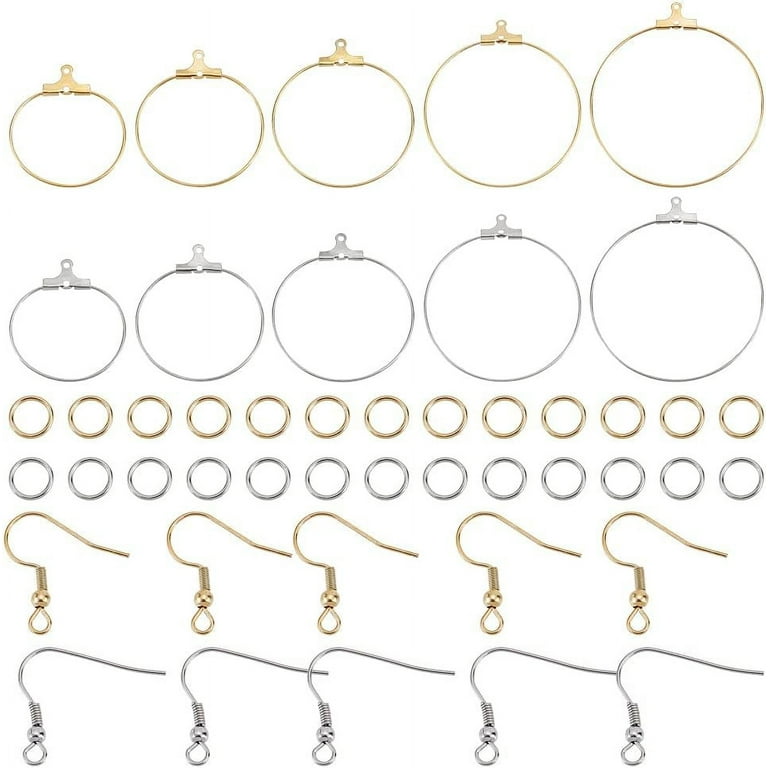 2 Colors Earring Making Kit 40pcs Stainless Steel Hoop Earring Findings  40pcs Open Jump Rings 40pcs Earring Hooks Beading Hoop Earring Supplies