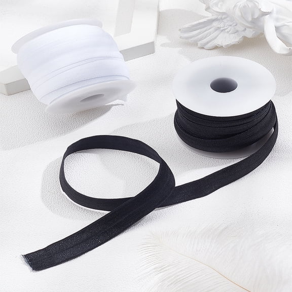 2 Colors Flat Polyester Elastic Cord Elastic Band Garment Accessories with Plastic Empty Spools Mixed Color 15mm 10 yards/color for DIY