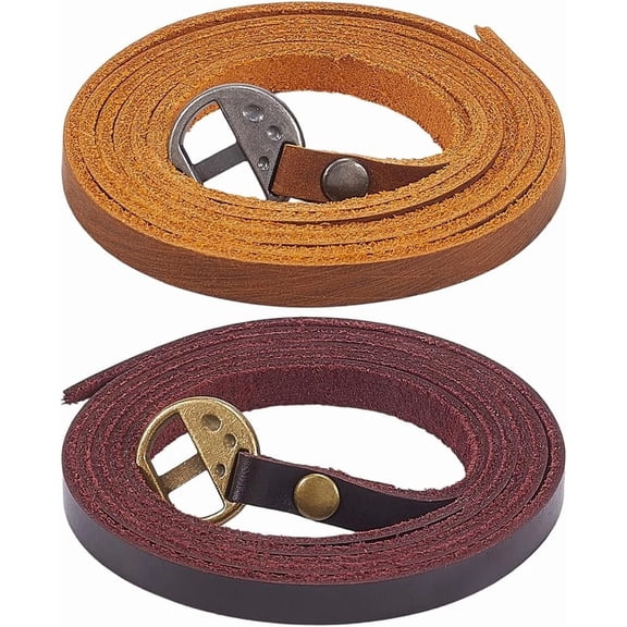 2 Colors Genuine Leather Wrap Bracelets Adjustable Vintage Cowhide Leather Boho Layered Arm Armor Cuff Brown Western Stackable Straps Wristband Cuff with Alloy Toggle Clasp for Men Women for DIY