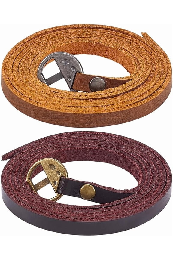 2 Colors Genuine Leather Wrap Bracelets Adjustable Vintage Cowhide Leather Boho Layered Arm Armor Cuff Brown Western Stackable Straps Wristband Cuff with Alloy Toggle Clasp for Men Women diy