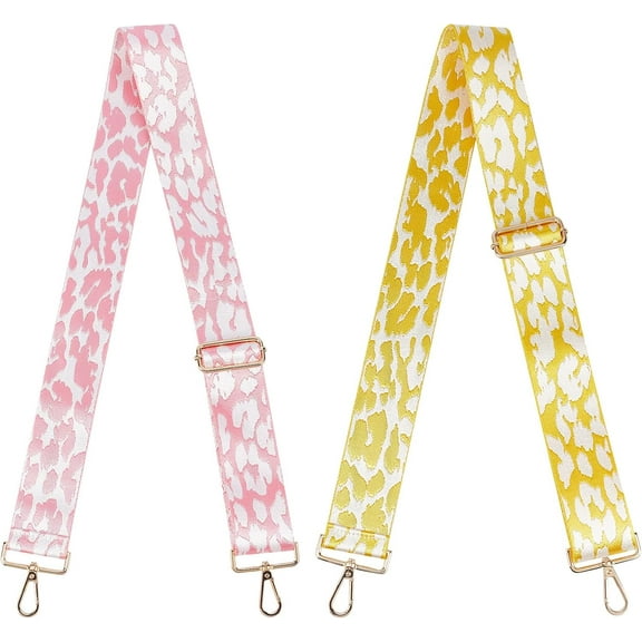 2 Colors Handbag Strap Adjustable Crossbody Strap Leopard Wide Guitar Strap Purse Strap Handbag Canvas Strap Shoulder Bag Strap Replacement(29-50 Inch) Mixed Color