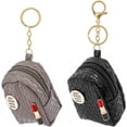 thumbnail image 1 of 2 Colors PU Leather Coin Purse Keychain Mini Wallet Keychain Small Backpack Coin Pouch Pendant Charm Zip Bag with Lipstick Printed for Change Keys Earphone Lipstick Storage Coffee+Black DIY, 1 of 8
