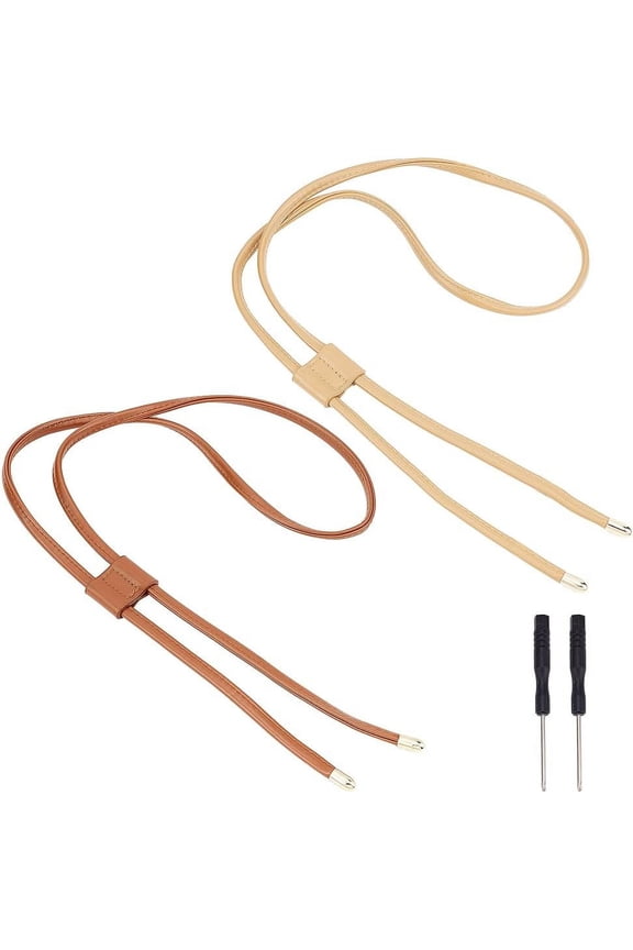 2 Colors PU Leather Drawstring for Bucket Bag 48.4 Inch Adjustable Leather Pull String Purse Strap with Tool DIY Fringe Bag Bunches Pocket Drawstring Replacement for Noe NM BB GM Backpack