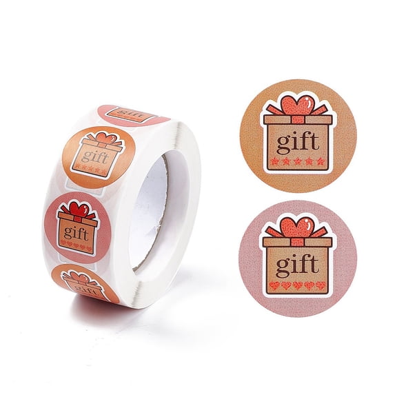 2 Colors Paper Gift Sticker Rolls Round Dot Decals for Gift Bag Sealing Gift Box Pattern Gift Box Pattern 25mm 500pcs/roll