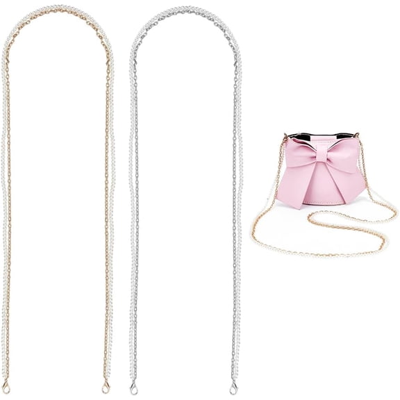 2 Colors Pearl Mobile Case Chain 48.81 Inch 2pcs Metal Crossbody Phone Chain Strap Replacement Double Straps Chain Hanging Pearl Phone Chain for Mobile Case Crossbody Phone Chain diy