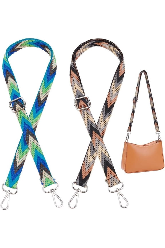 2 Colors Purse Shoulder Straps 54 Inch Adjustable Crossbody Straps Replacement Arrow Pattern Polyester Webbing Bag Straps with Silver Clasp for Luggage Strap Guitar Strap Mixed Color1 diy Mixed Color