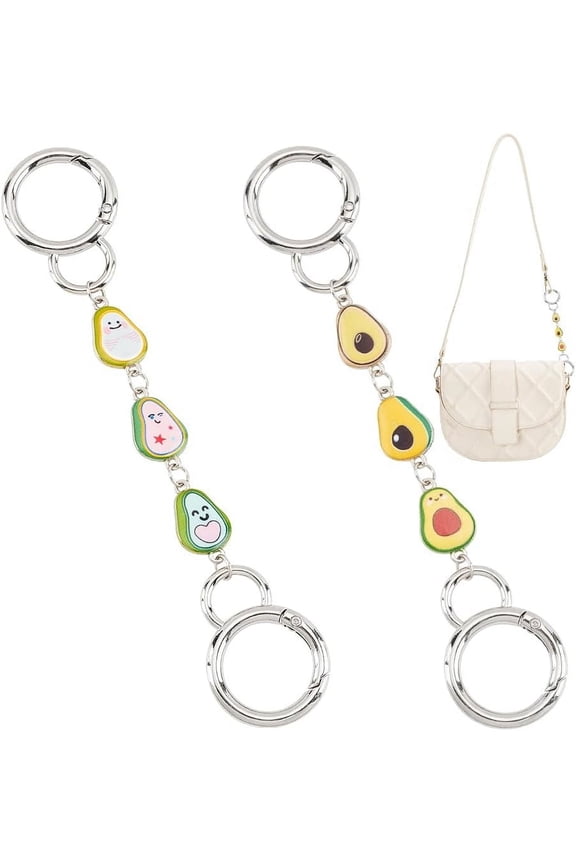 2 Colors Purse Strap Extenders 5.7 Inch Enamel Bag Extender Chain with Avocado Pattern Fan Handbag Shoulder Strap Extender Replacement Short Chain Charms Bag Decoration Accessories diy