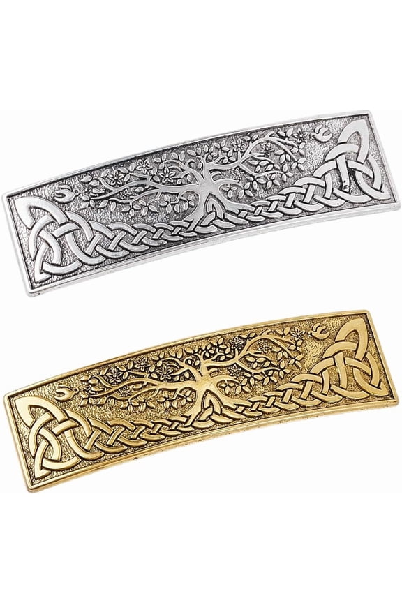 2 Colors Tree of Life Hair Clips Silver Hair Clip Barrette Antique Gold Rectangle Retro Vintage Forest Pattern Alloy French Engraved Metal Hairpin for Women Hair Accessories Gift Decoration Colorful