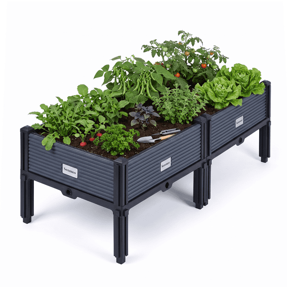 2 Combined Large-size Heightened Planting Box With Drainage And Ventilation System. Made Of Thickened Durable Plastic, It Fits Balcony, Courtyard And Terrace
