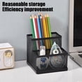 thumbnail image 1 of 2 Compartment Desk Organizer, Letter Style Pen Holder, Multi-Functional Stationery Storage, Sturdy Desktop Caddy, Split Type Organizer for Pen Pencil Small Stationery Storage, Black, 1pcs, 1 of 6
