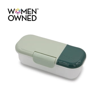 Melii 2-Compartment Plastic Snack Box, Food Storage Container in Cactus, Fern & Sage for Daily Lunch Packing