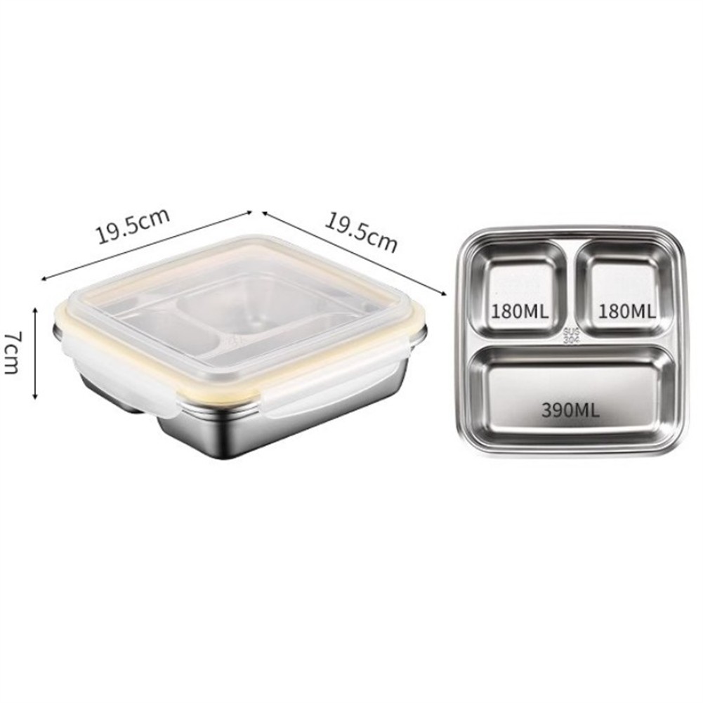 2 Compartment Stainless Steel Lunch Box Leak Proof Snack Container For School