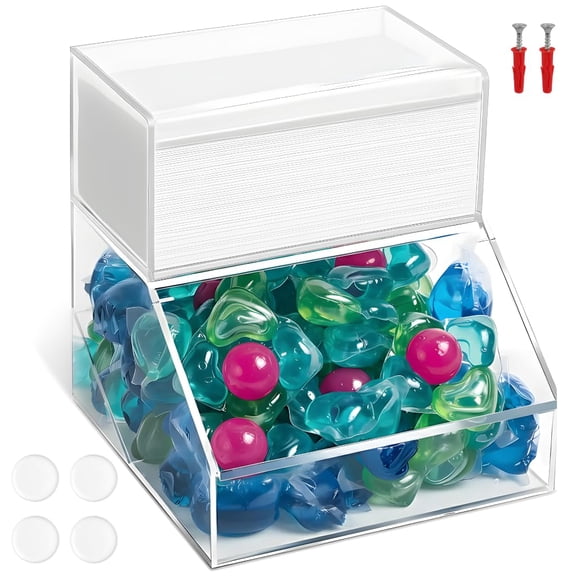2-Compartment Storage Container Laundry Pod and Dryer Sheet Dispenser