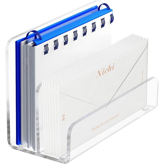 2 Compartments Acrylic Mail Holder, Vertical Letter Holder for Desk, Office Home File Envelope Mail Organizer Sorter for Desktop Bill Document Notebook (1)