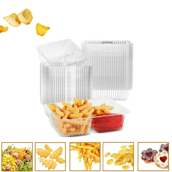 2 Compartments Clear Snack Trays,50Pack Plastic Nacho Trays for Cheese Dip,Yahome Concession Stand Supplies for Men and Women