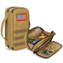 2 Compartments Tool Bag Organizer 12.5" with Webbing and Zippers, Heavy Duty Portable Utility Tool Pouch Wide Mouth, Water Resistant, EDC Case for Mechanics, Electricians, Motorcycle(Brown)