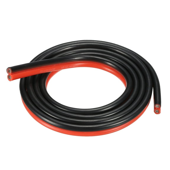 2 Conductor Parallel Silicone Wire 12AWG 12 Gauge Red Black Electrical Wire Tinned Copper 1m/3.3ft