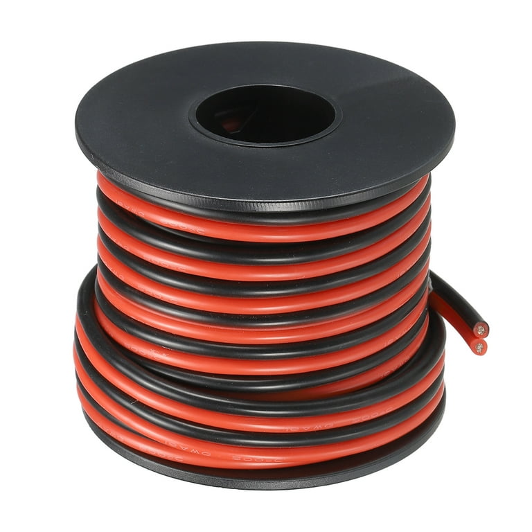 2 Conductor Parallel Silicone Wire 16AWG 16 Gauge Red Black Electrical Wire  Tinned Copper Spool 7.5m/25ft