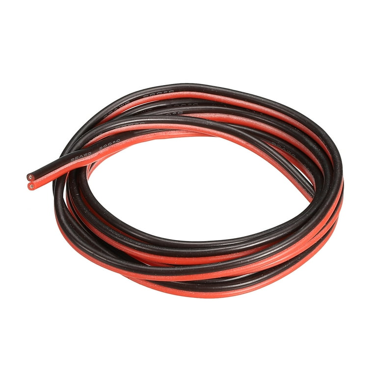 2 Conductor Parallel Silicone Wire 22AWG 22 Gauge Red Black Electrical Wire Tinned Copper 1m/3.3ft, Size: 22AWG,3.3ftx0.07 inch