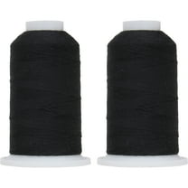 2 Cones Polyester All-Purpose Sewing Thread by Threadart - 600m - 50S/3 - Black - 2 Cones