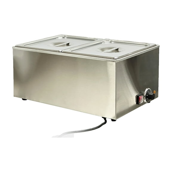 2 Containers Countertop Electric Food Warmer, Commercial Food warmer 25.3''x15.5''x12.2''