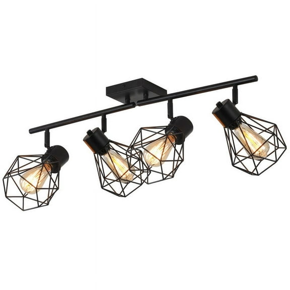 2" Contemporary Dimmable 4-Light Flush Mount Light, Black
