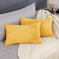 thumbnail image 1 of 2 Corduroy Pillow Covers, 12X20 Inch Lumbar Throw Pillowcases, Fluorescent Yellow Decorative Cushion Covers For Couch Bed Sofa Living Room Bedroom - Soft Plush Textured Home Decor, 1 of 4