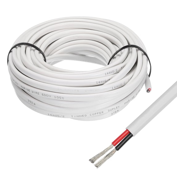 2 Core 14AWG Duplex Marine Wire 50 Ft Tinned Copper Insulated Boat Cable with Jacket for Boat Marine Speakers