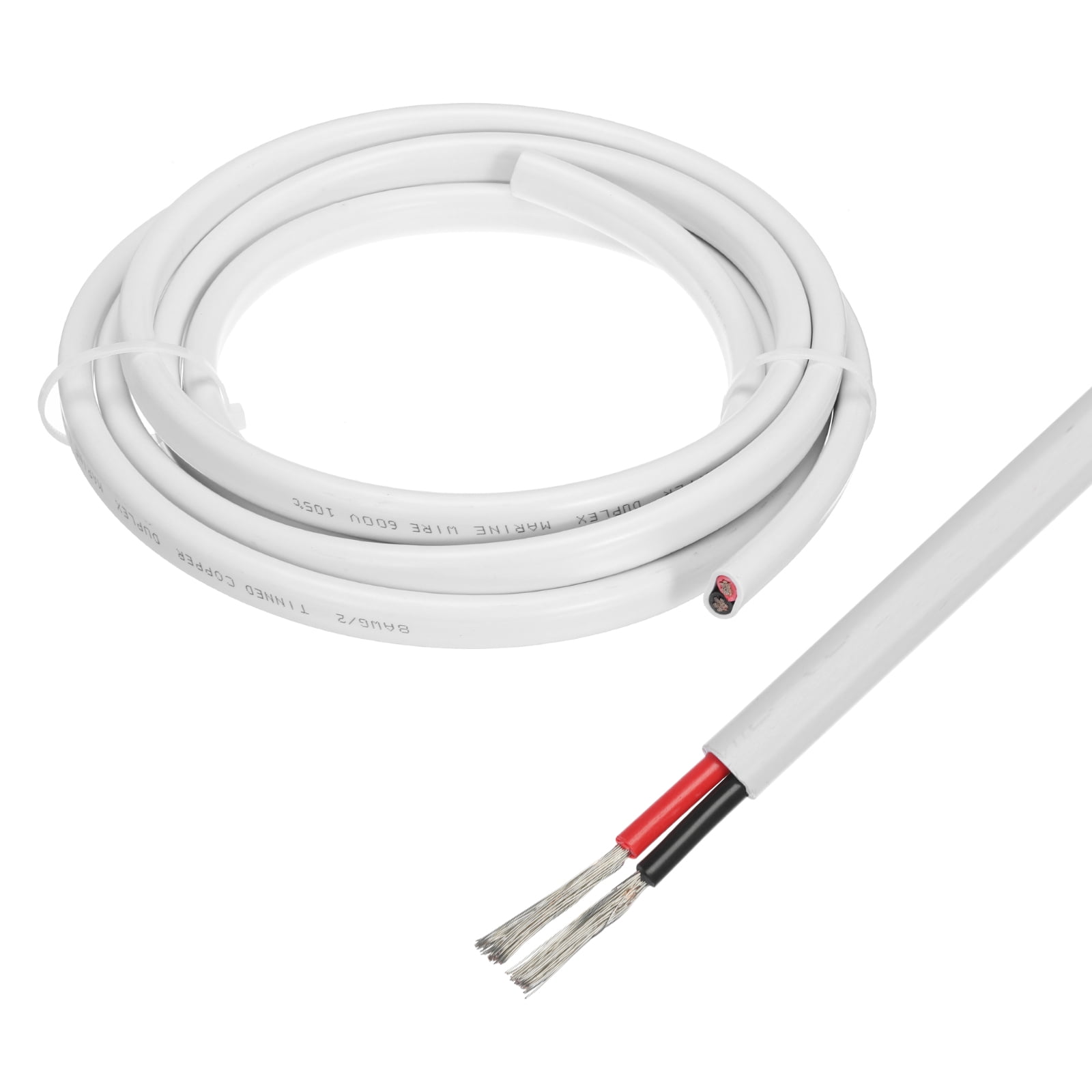 2 Core 8AWG Duplex Marine Wire 10 Ft Tinned Copper Insulated Boat Cable with PVC Jacket for Boat Marine Speakers