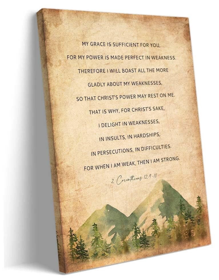 2 Corinthians 12 9-10 Poster Bible Verse Wall Art Scripture Posters ...