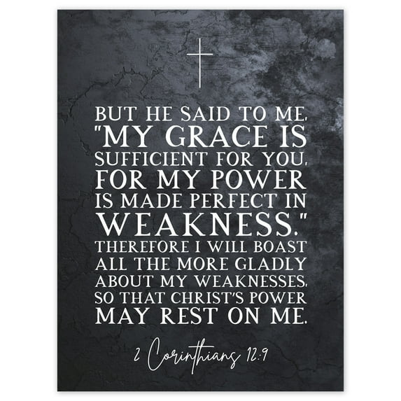 2 Corinthians 12:9 Made Perfect in Weakness Christs Power Rests in Me Christian Bible Verse Quote Scripture Typography Large Wall Art Poster Print Thick Paper 18X24 Inch
