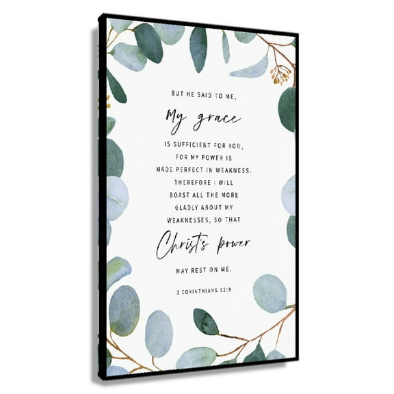 2 Corinthians 12 9 My Grace Is Sufficient Bible Verse Wall Art Scripture, Printable Bible Verse Poster Printing Vertical Artwork Painting Panels