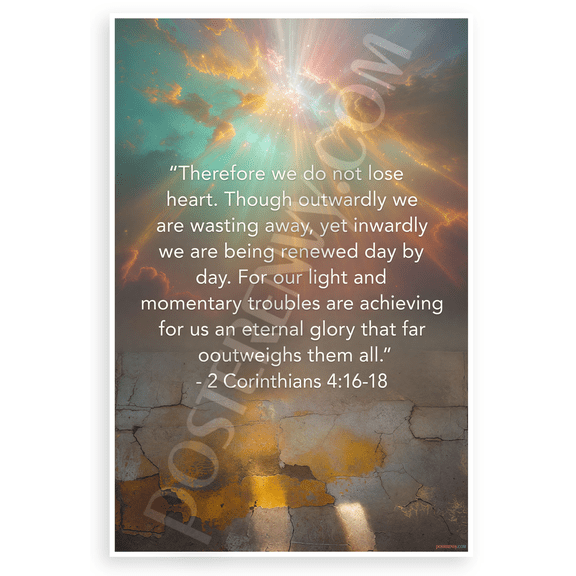 2 Corinthians 'Do Not Lose Heart' Inward Renewal Quote Inspirational 12x18 US Made Poster
