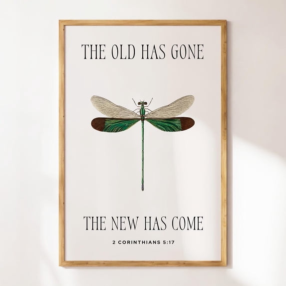 Dragonfly Scripture 2 Corinthians Dragonfly Christian Wall Art Bible Verse Quote Sage Green ...