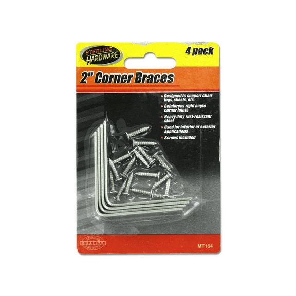 2 in Corner Braces with Mounting Hardware, Heavy Duty Rust Resistant Steel, Beveled Holes for Flush Mounting, Reinforce Furniture, Cabinets, Shelves, Durable Support, Easy Installation, Clean Finish