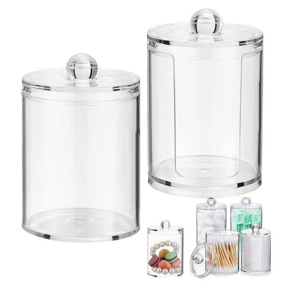 2 Cotton Containers Cotton Container Dispenser Makeup Set Cotton Pad Dispenser for Bedroom Bathroom And Living Room Storage (transparent Cover)Transparent Cotton Swab Makeup Set Storage Box