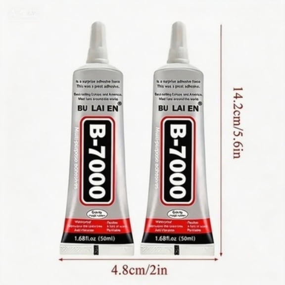 2 Count 110ml B7000 Clear Industrial Grade Multi-Purpose Adhesive, Strong Bond for Rhinestones, Crafts, Jewelry, Fabric, Wood, Glass, Phone Repair and Crystal Stone Bonding