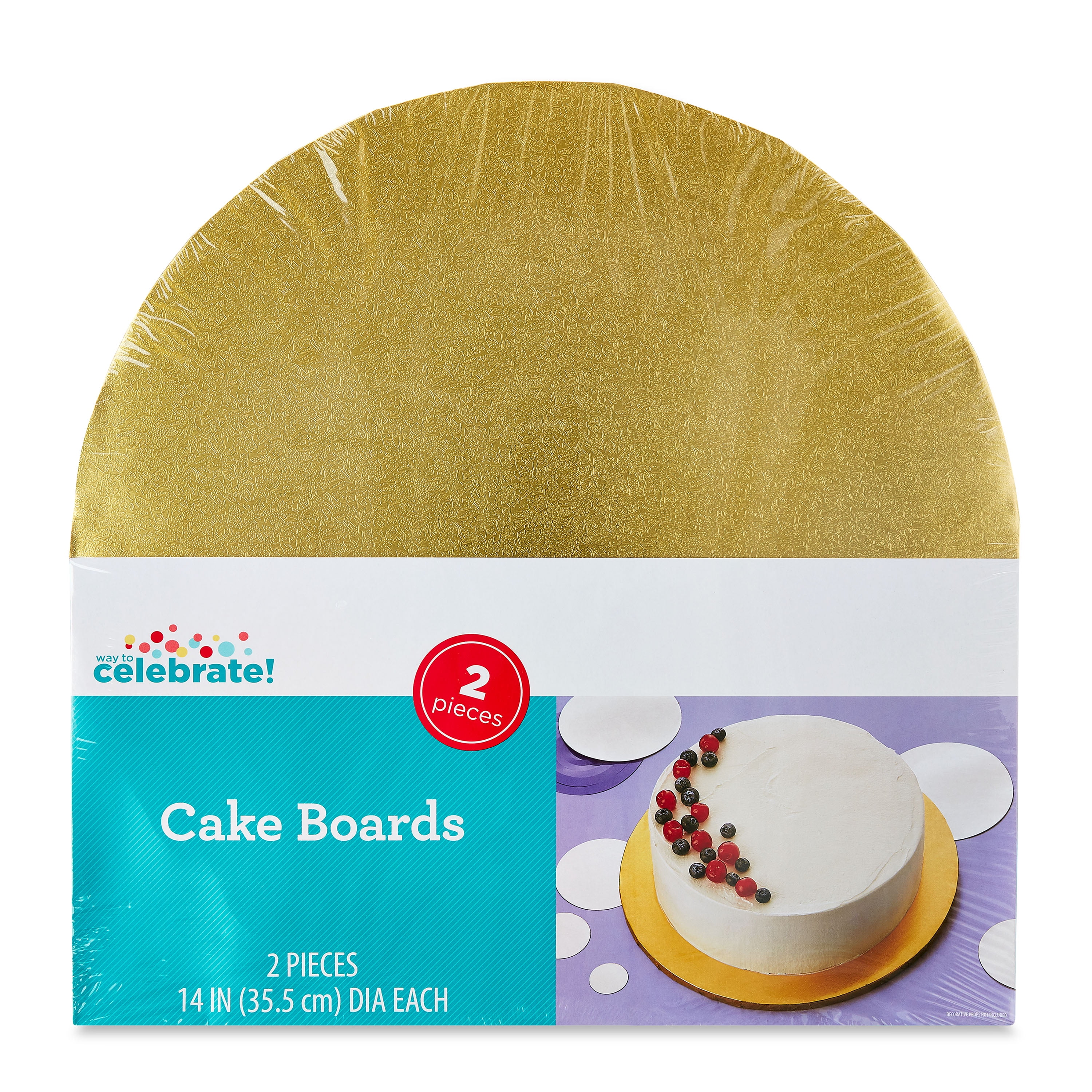 Way To Celebrate 14-Inch Gold Round Corrugated Cake Boards (2 Pack)