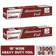 2 Count 18 in x 500 ft Heavy Duty Aluminum Foil Standard,Food Safe Foil Wrap for Cooking, Baking, Grilling, Food Service Standard