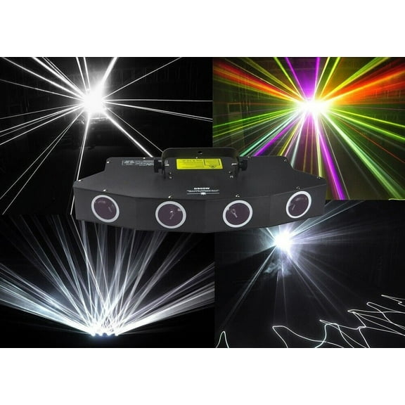 2-Count 250MW White Laser Projector 4-Lens RGBW Laser Beam Stage Light DJ Lighting