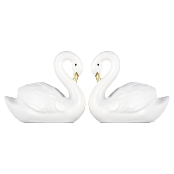 2 Count, 3.5 IN White Ceramic Swan Cake Toppers, by Way To Celebrate