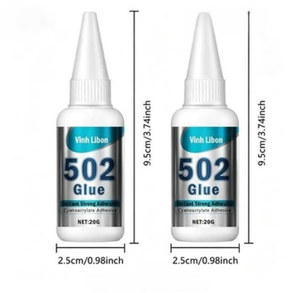 2 Count 502 Instant Strong Super Glue, Transparent Non-Flammable Liquid Adhesive, Quick Fix Multipurpose Glue for Daily Crafts and Small Parts Bonding
