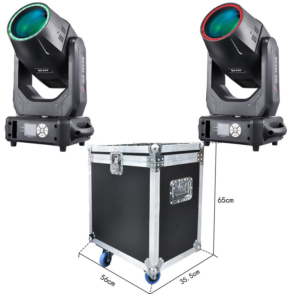 2-Count 9R Moving Head Stage Lighting with Flycase, DMX Sharpy Beam Disco Light