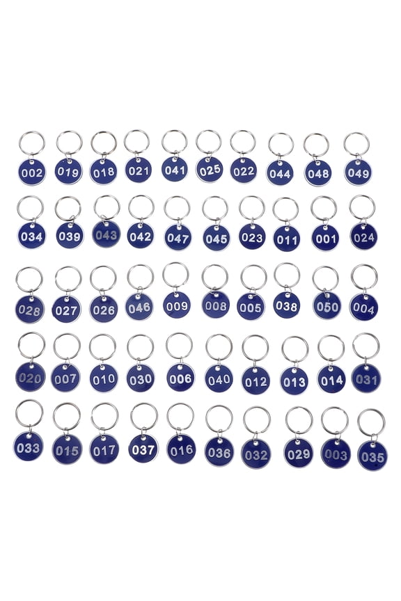 2 Pack Aluminum Numbered Key Tags with Key Rings, Luggage Labels, 3x3 cm Durable Keychain Tags