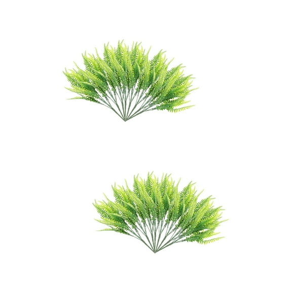 2 Count Artificial Fern Leaf Plants Faux Branches Tall Leaves Fake Flowers Pots Green