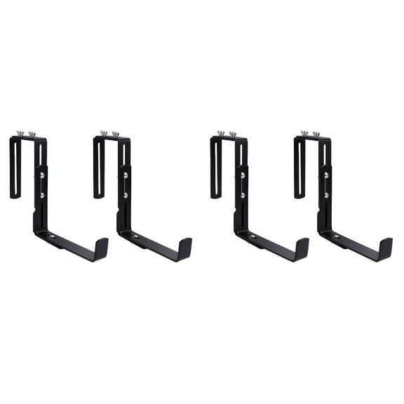 2 Count Balcony Railing Hanging Flower Pot Hook Holder Fence Plant Hanger Bracket Fences Black