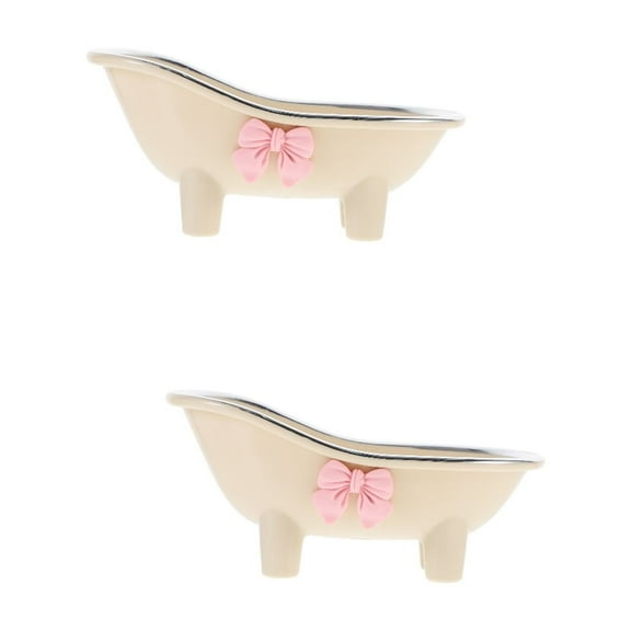 2 Count Bathtub Shape Soap Dish for Shower Shaped Decor Mini Decorative Sponge Kitchen