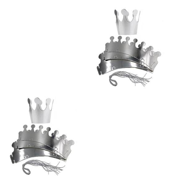 2 Count Birthday Hat Paper Decoration Supplies Crown Golden Light Color Silver